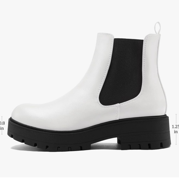 MySoft Women's Chelsea boots Low Heel Slip On Lug Sole Elastic Ankle Booties - Picture 1 of 7